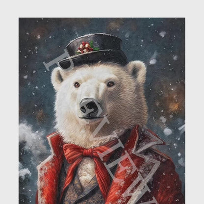 Polar Bear Winter Christmas Wall Art Print